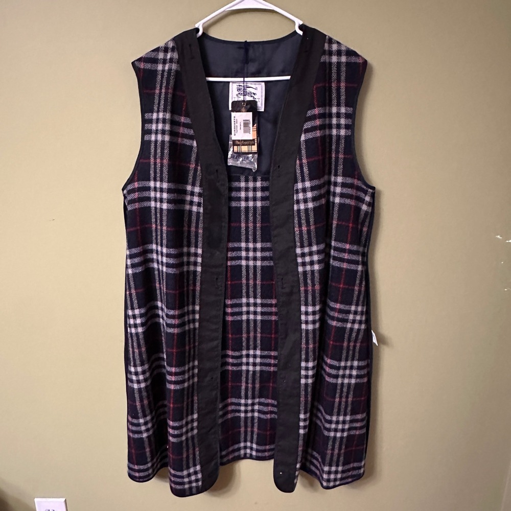 Burberrys Wool Plaid Vintage‎ Button Coat Liner Vest Age 13/14 Kids Sz M Women